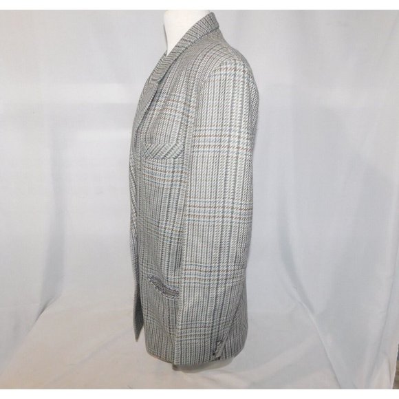 VTG Daniel Hechter Womens 11 Oversized Tweed Wool Blazer Shoulder Pad Brown Gray - Picture 7 of 11